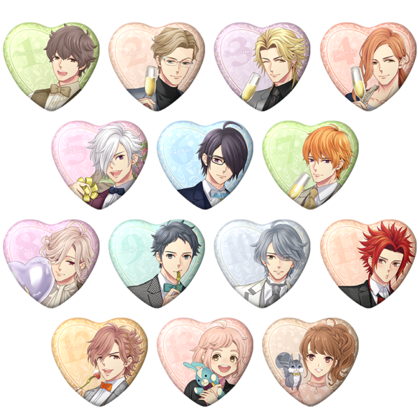 BROTHERS CONFLICT 描きおろしトレーディングハート缶バッジ Party ver.